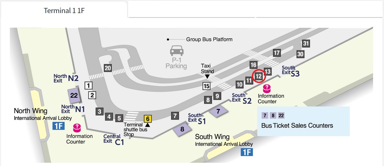 Narita Terminal 1 limousine bus stop